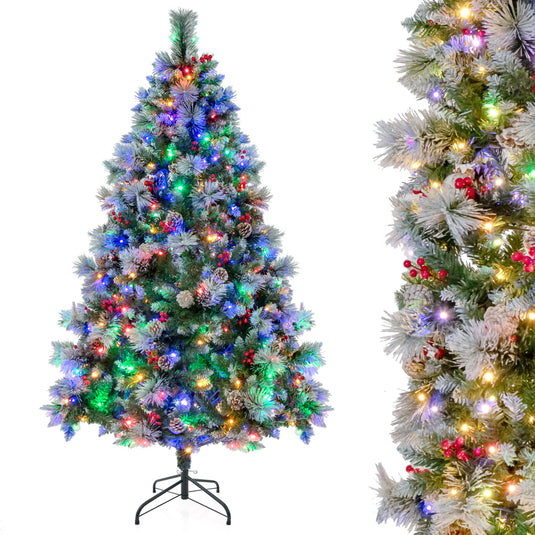 Goplus 6ft Pre-Lit Artificial Christmas Tree, Hinged Xmas Tree, for Office Home Decor