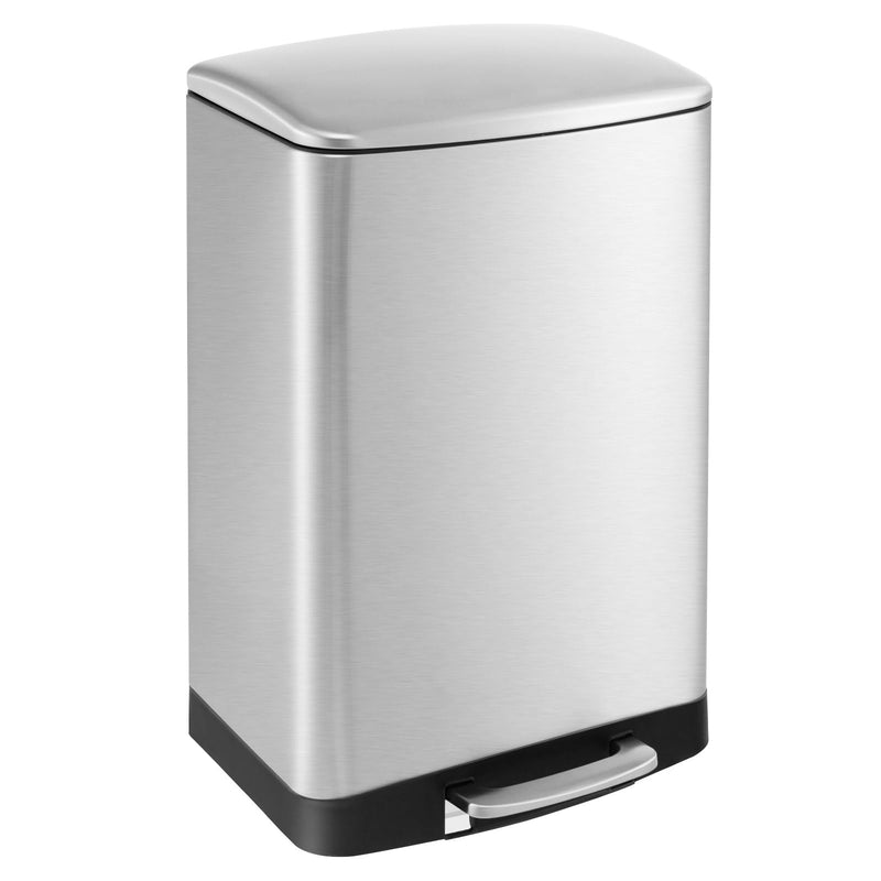 Load image into Gallery viewer, Goplus 13.2 Gallon/ 50 Liter Trash Can, Stainless Steel Garbage Can with Lock Device &amp; Foot Pedal, Stay Open Trash Bin w/Soft Closing Lid

