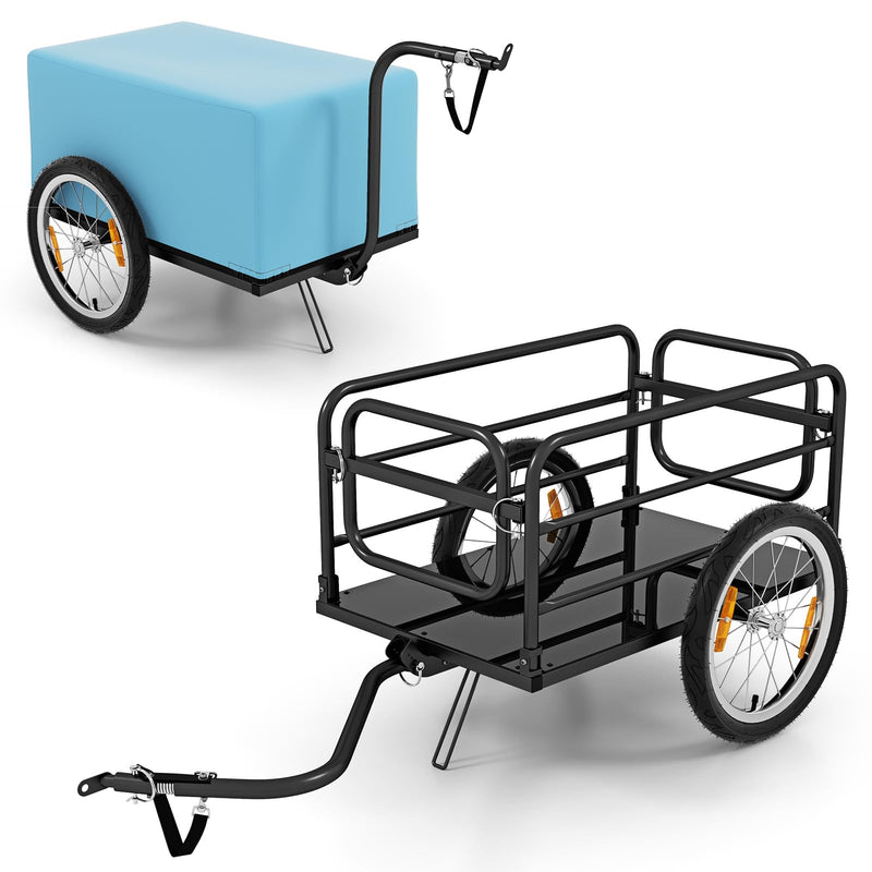 Load image into Gallery viewer, Goplus Bike Cargo Trailer, Folding Bike Cart with Weather-Proof Oxford Cover, Universal Hitch, 16&quot; Pneumatic Wheels
