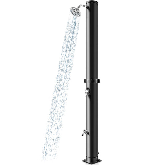Goplus 10 Gallon Solar Heated Outdoor Shower, 7.2 FT Freestanding Garden Pool Shower with Rotating Shower Head