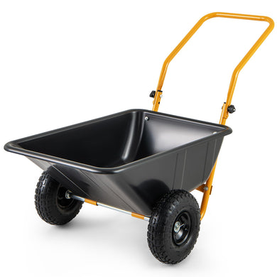 Goplus Dual-Wheel Wheelbarrow, Heavy-Duty Garden Utility Cart w/Pneumatic Tires, 330LBS Capacity