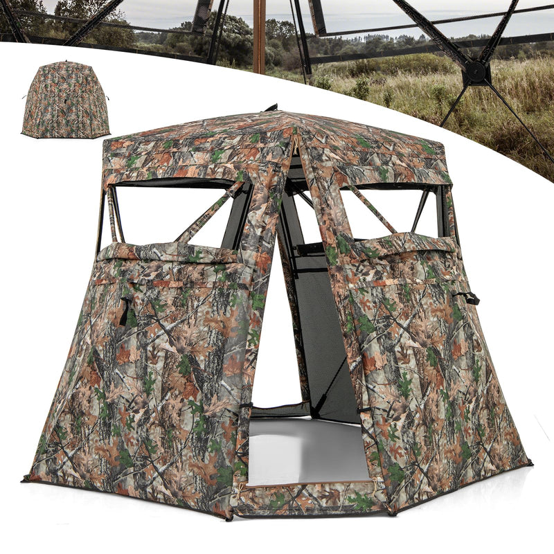 Load image into Gallery viewer, Goplus Camouflage Hunting Blind, One-Way See-Through Hunting Tent w/360° Viewing Range
