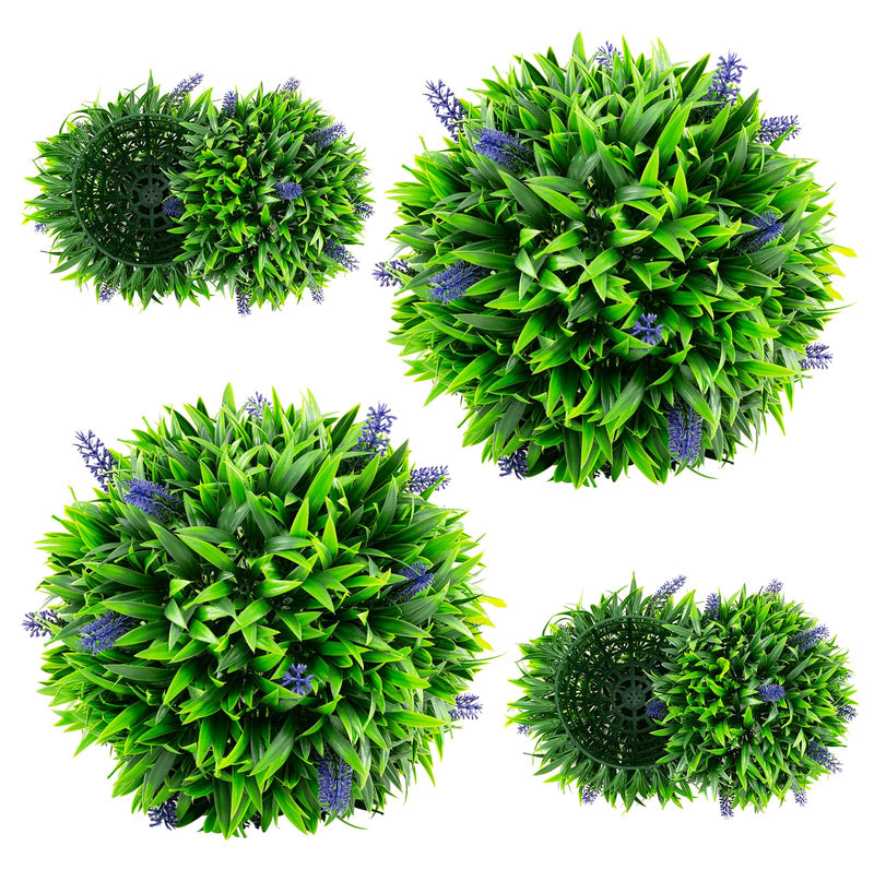 Load image into Gallery viewer, Goplus 12 Inch Artificial Lavender Topiary Balls Set of 2, Outdoor Faux Greenery Balls with Flowers
