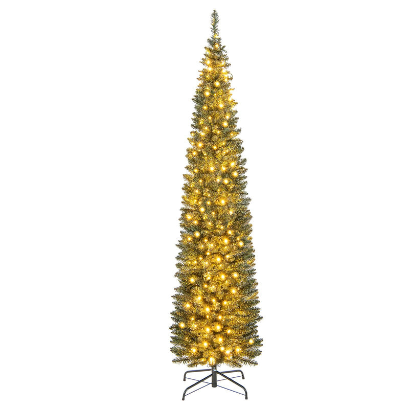 Load image into Gallery viewer, Goplus 5ft Pre-Lit Pencil Christmas Tree, Artificial Slim Xmas Tree with 150 Warm-White LED Lights
