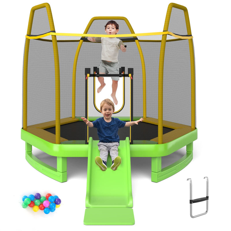 Load image into Gallery viewer, Goplus 7 FT Kids Trampoline with Slide, 87&quot; ASTM Approved Recreational Trampoline
