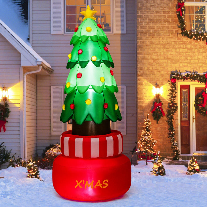 Load image into Gallery viewer, Goplus 8FT Tall Christmas Inflatables, LED Lighted Xmas Inflatable Rotating Tree Freestanding
