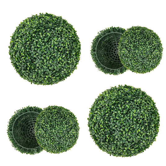 Goplus 2 PCS 16 Inch Artificial Plant Topiary Ball, Round Faux Boxwood Balls Outdoor, Wedding and Home Décor