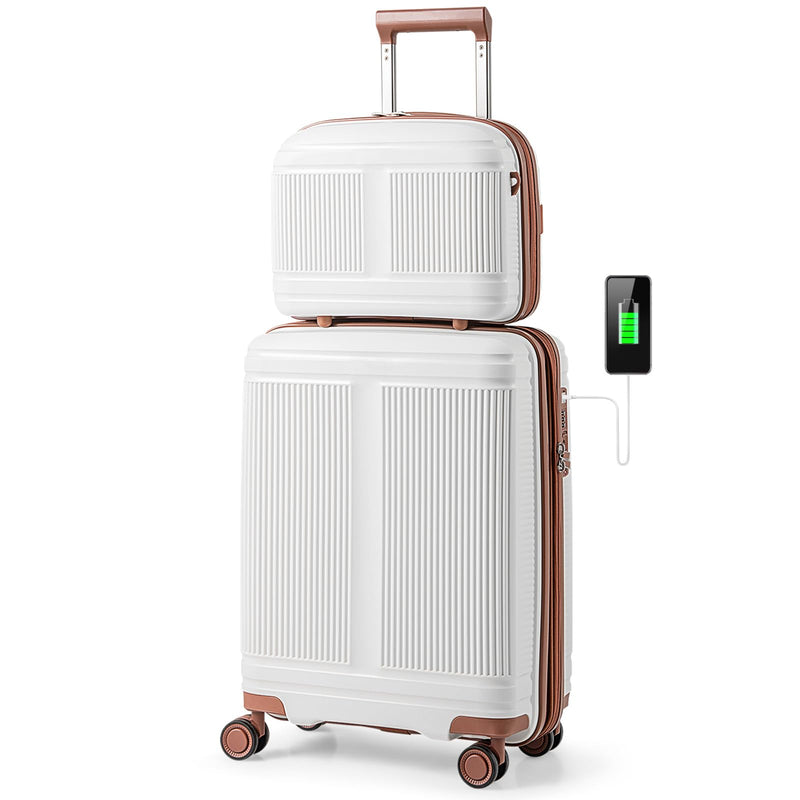 Load image into Gallery viewer, Goplus Carry On Luggage Set, 2 Piece Airline Approved 20” Suitcase &amp; 14” Cosmetic Case
