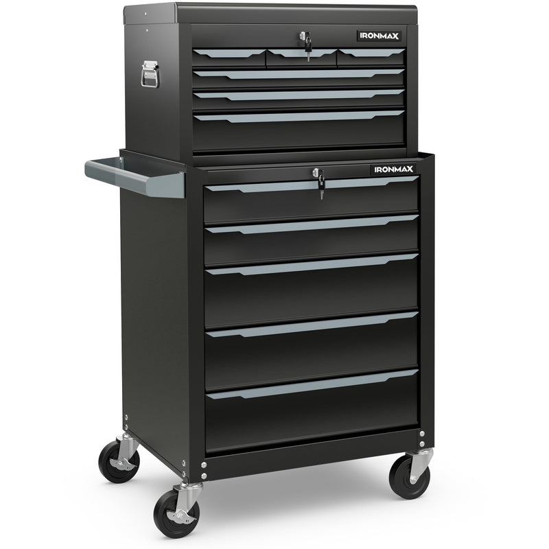 Load image into Gallery viewer, Goplus Rolling Steel Tool Chest, 11-Drawer Heavy-Duty Tool Storage Cabinet with Hanging Holes, Central Keyed Locking System
