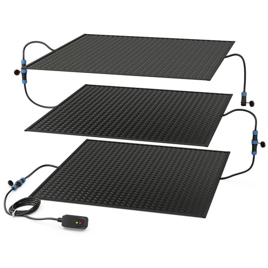 Goplus Heated Snow Melting Mat, Heated Outdoor Mat for Winter Snow Removal (30” x 30” with Power Cord + 2*Without Power Cord)