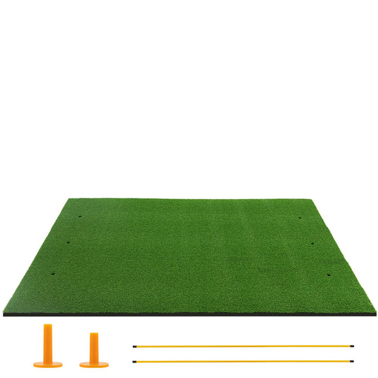 Goplus Golf Mat, 5x4ft Golf Hitting Mat 25mm Thick w/2 Alignment Sticks & 2 Golf Tees