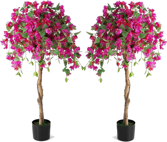 Goplus 4.5FT Bougainvillea Artificial Tree, Fake Potted Plant w/ 312 Flowers