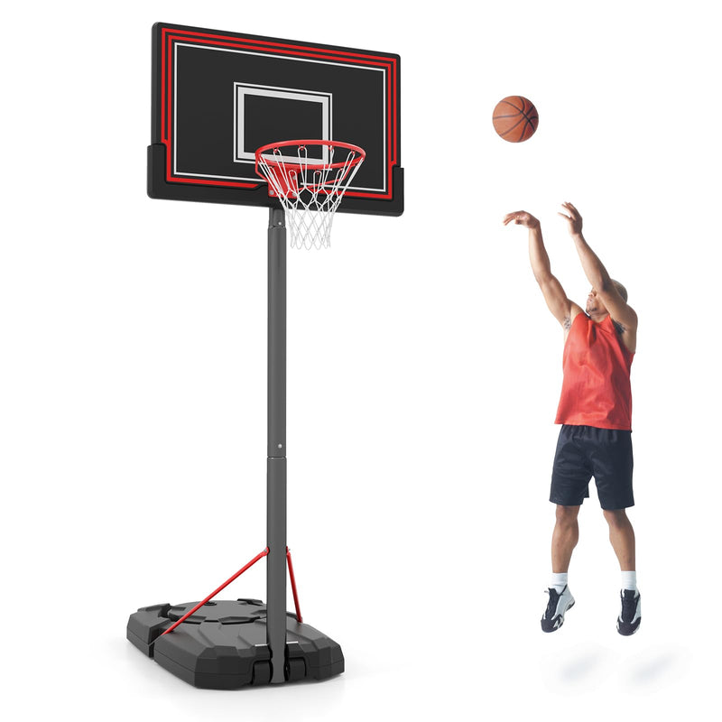 Load image into Gallery viewer, Goplus Portable Basketball Hoop Outdoor, 7.5-10 FT Height Adjustable Basketball Goal System with 44” Shatterproof Backboard
