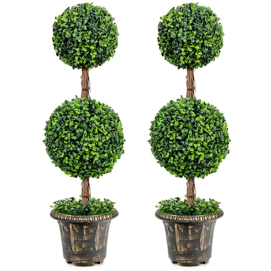 Artificial Boxwood Topiary Tree, set of 2