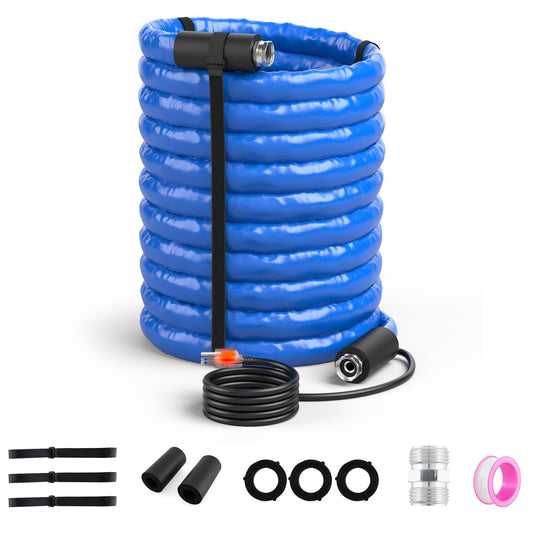 Goplus 50FT Heated Water Hose for RV, Heated Drinking Water Hose in Temperature Down to -45℉ with 3/4” GHT Adapter