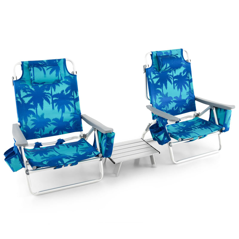 Load image into Gallery viewer, Backpack Beach Chairs, 3 Pcs Portable Camping Chairs with Cool Bag and Cup Holder
