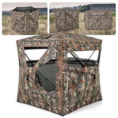 Goplus 3 in 1 Multifunctional Hunting Blind, 360° One-Way See-Through Hunting Tent w/Skylight