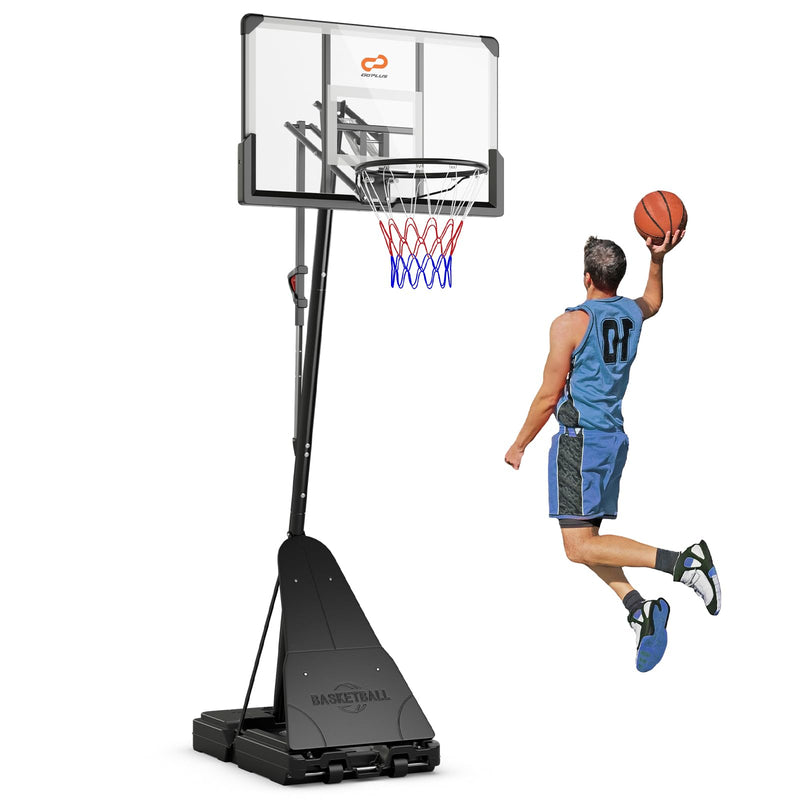 Load image into Gallery viewer, Goplus Basketball Hoop Outdoor, 4.9-10 FT Quickly Height Adjusted Basketball Goal System with 44 Inch PC Backboard
