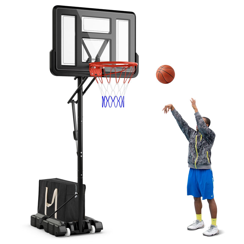 Load image into Gallery viewer, Goplus Portable Basketball Hoop Outdoor, 7.9-10 FT Basketball Goal System w/ 44 Inch Shatterproof Backboard
