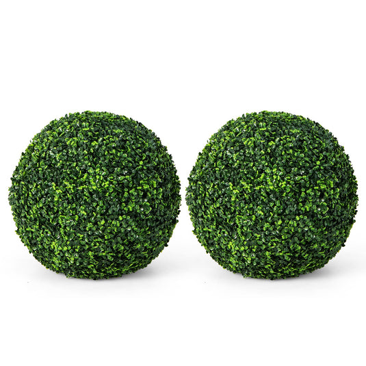 Goplus 2 PCS 19.5 Inch Artificial Plant Topiary Ball, Round Holly Faux Boxwood Balls