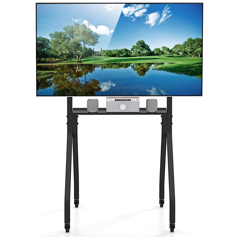 Load image into Gallery viewer, Goplus Mobile TV Stand, Rolling TV Cart for 43”-100” Flat/Curved Screens up to 110 lbs, Max VESA 600 X 400 mm, Black
