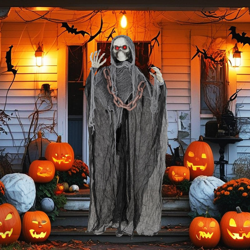 Load image into Gallery viewer, Goplus 6.4 FT Halloween Animatronic Standing Grim Reaper, Halloween Decoration with Chain
