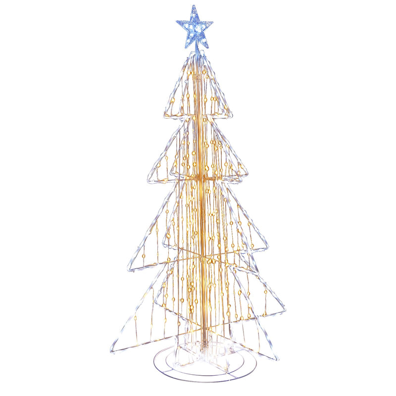 Load image into Gallery viewer, Goplus 5 FT LED Lighted Cone Tree, Indoor &amp; Outdoor Xmas Decoration with Star Topper &amp; Round Base
