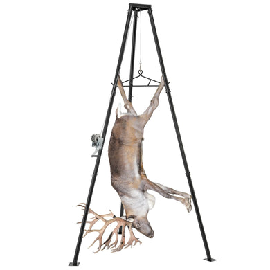 Goplus Tripod Game Hoist, 600 LBS Capacity Hunting Deer Stand with Adjustable Gambrel, Lifting Winch