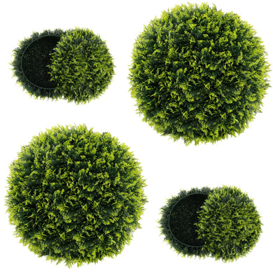 Goplus 2 PCS 22 Inch Artificial Cedar Topiary Ball, Round Faux Cypress Balls Outdoor, Fake Plant Sphere