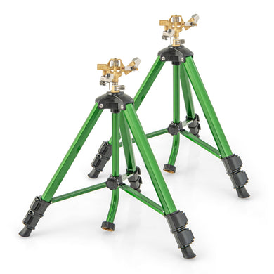 Goplus Tripod Sprinkler 2 Pack, Impact Sprinklers on Tripod Base with 360 Degree, 36-44.6FT Coverage Area, 17.5”-35” Height Adjustment