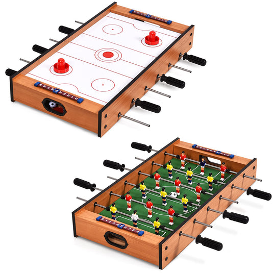 Goplus 2 in 1 Multi Game Table, Mini Foosball Table & Air Hockey Table with Realistic Playing Field