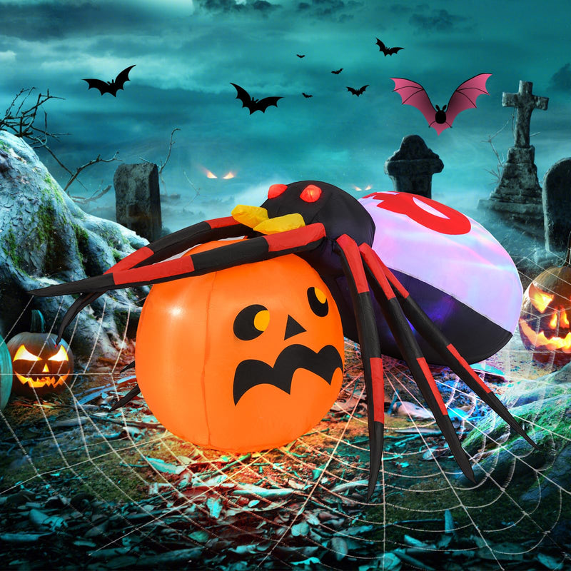 Load image into Gallery viewer, Goplus 5 FT Halloween Inflatable Spider with Pumpkin, LED Lighted Halloween Decoration
