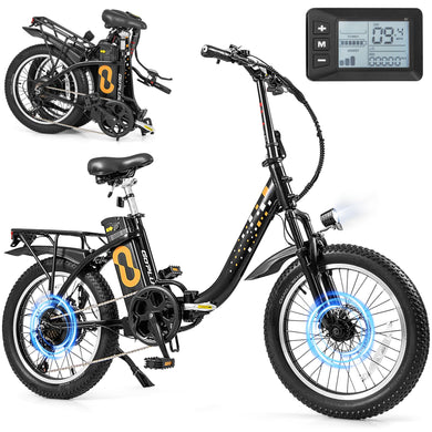 Goplus Electric Bicycle for Adults, Folding Ebike w/20 Fat Tires, 750W Brushless Motor (Peak 850W)