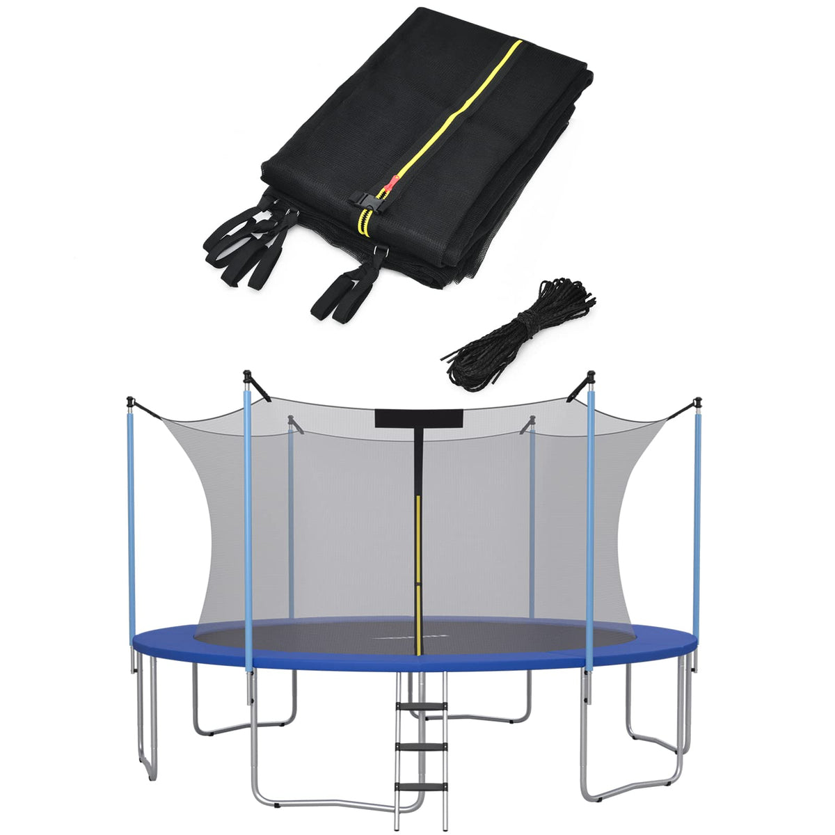 Goplus Trampoline Safety Net for 8FT 10FT 12FT 14FT 15FT 16FT Round Frame Trampoline, Weather-Resistant