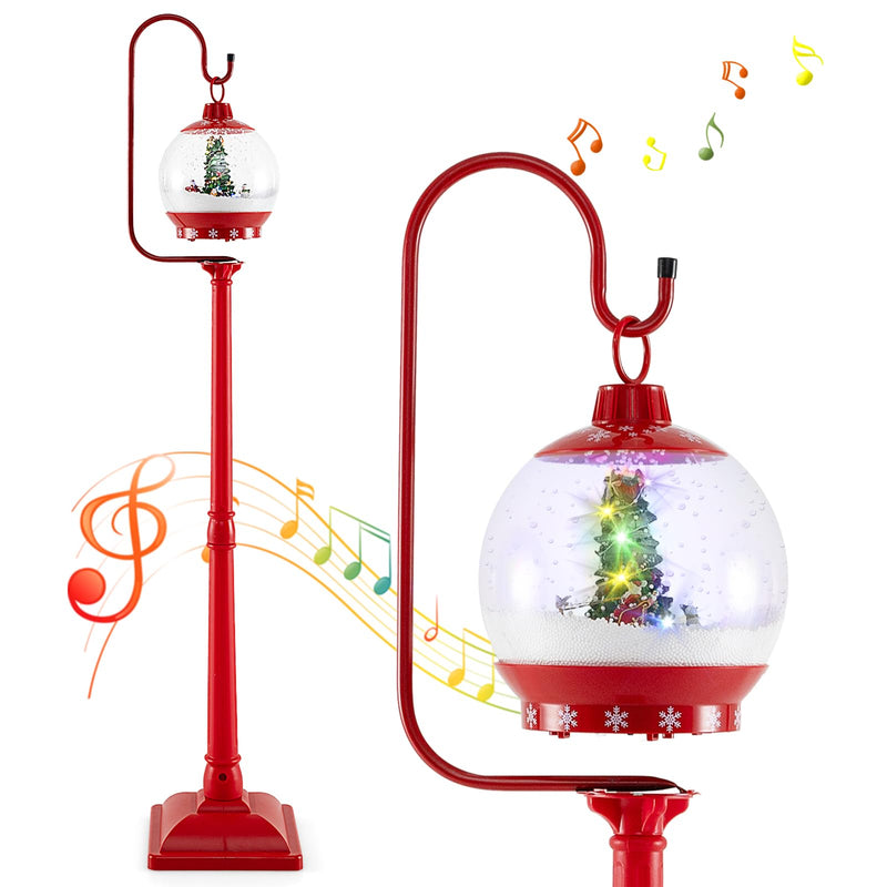 Load image into Gallery viewer, Goplus 68 Inch Musical Christmas Street Lamp, Festive Lamp Post w/Sound-Activated Snow Globe Lantern
