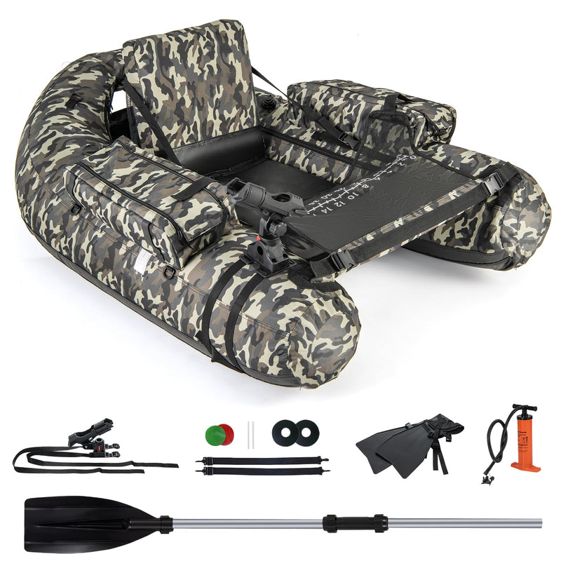 Load image into Gallery viewer, Goplus Inflatable Float Tube, Fishing Belly Boat with Fish Ruler, Pump, Storage Bag
