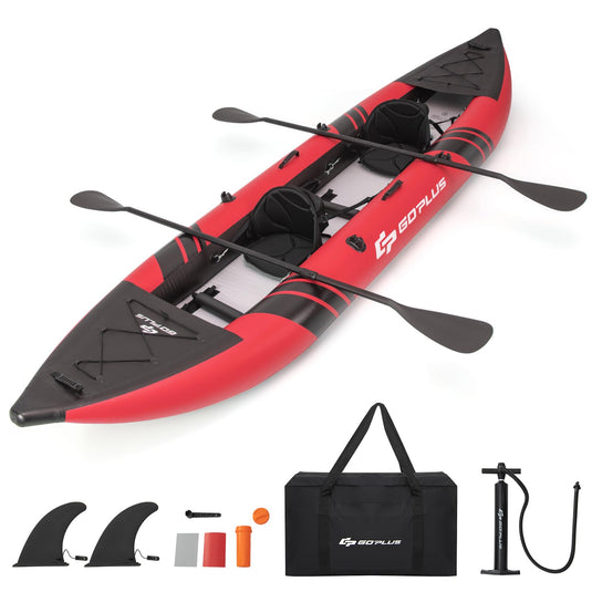 Goplus Inflatable Kayak, 2-Person Kayak Set for Adults with 507 lbs Weight Capacity, Red