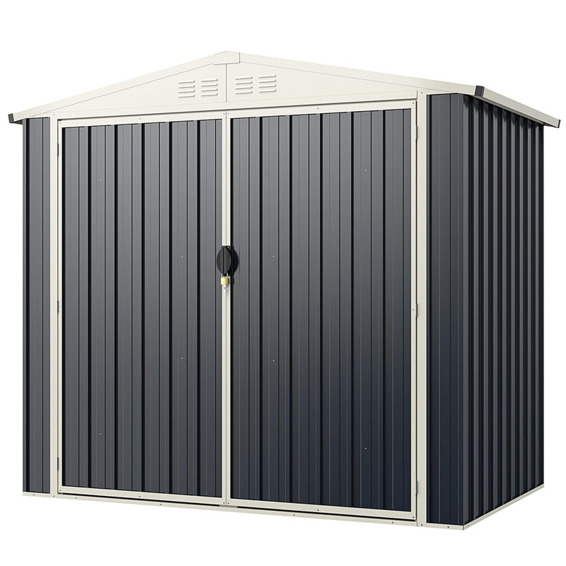 Load image into Gallery viewer, Goplus Metal Outdoor Storage Shed, Snap-on Structures for Efficient Assembly, All-Weather Color Steel Utility Storage House
