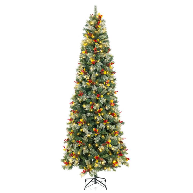 Load image into Gallery viewer, Goplus 9ft Pre-Lit Artificial Christmas Tree, Hinged Xmas Tree with 1416 PVC &amp; Pine Needles
