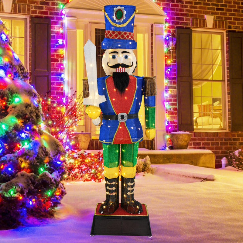 Load image into Gallery viewer, Goplus 6 FT Lighted Nutcracker with Sword, Life-Size Soldier Christmas Decoration with 110 LED Lights
