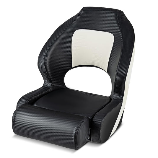 Goplus Sports Flip Up Boat Seat, Captain Bucket Seat w/Thick Sponge Bolster & Waterproof PVC Leather Upholstery