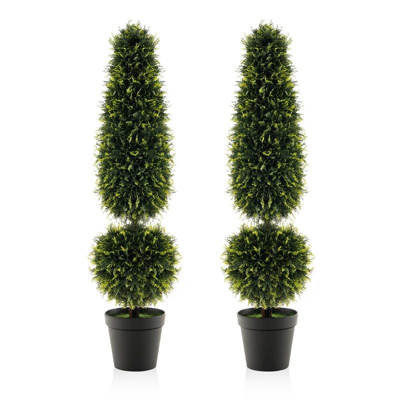 Load image into Gallery viewer, Goplus 4FT Artificial Boxwood Topiary Tree, Faux Potted Plants with Natural Vines
