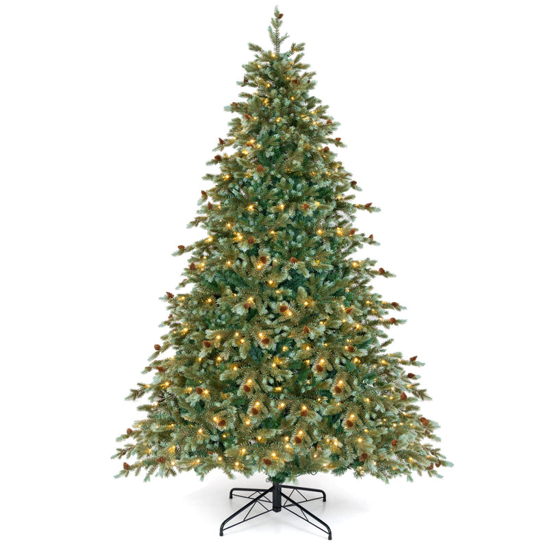 Load image into Gallery viewer, Goplus 7ft Pre-Lit Artificial Christmas Tree, Hinged Full Xmas Pine Tree with 340 Warm White LED Lights
