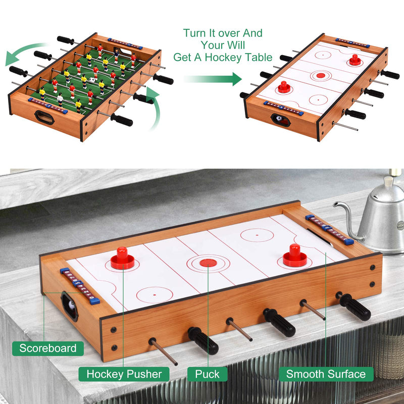 Load image into Gallery viewer, Goplus 2 in 1 Multi Game Table, Mini Foosball Table &amp; Air Hockey Table with Realistic Playing Field
