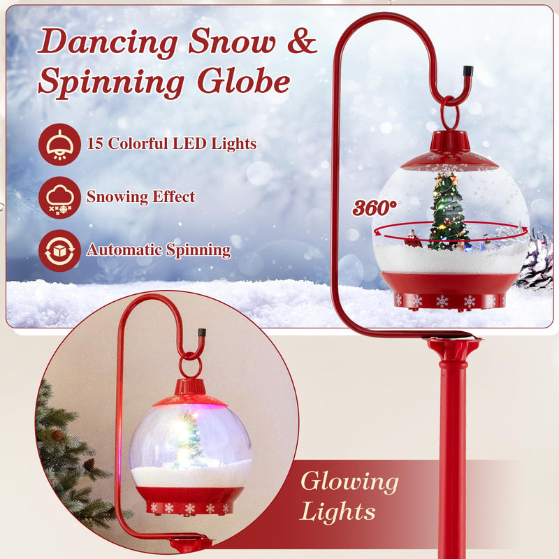 Load image into Gallery viewer, Goplus 68 Inch Musical Christmas Street Lamp, Festive Lamp Post w/Sound-Activated Snow Globe Lantern
