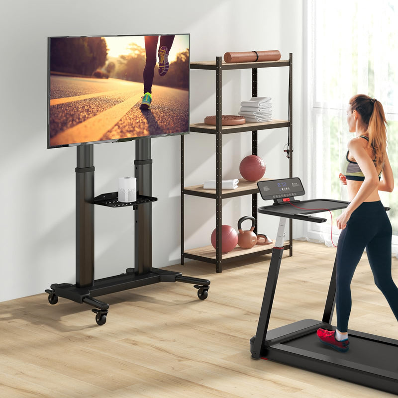 Load image into Gallery viewer, Goplus Rolling TV Stand for 32&quot;-85&quot; Flat Curved LED/LCD/OLED TVs up to 132 LBS, Mobile Floor TV Trolley Max VESA 400 x 700 mm
