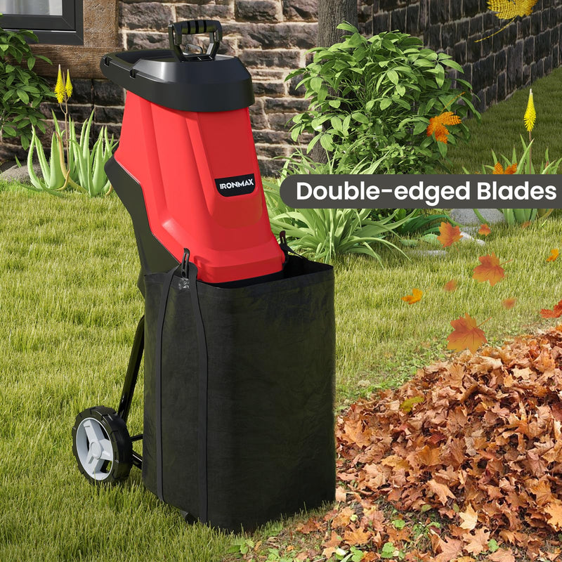 Load image into Gallery viewer, Goplus 15-AMP Electric Wood Chipper and Shredder, Leaf Mulcher with Wheels, Safety Locking Knob
