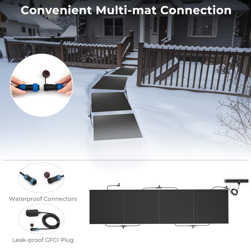 Load image into Gallery viewer, Goplus Heated Snow Melting Mat, Heated Outdoor Mat for Winter Snow Removal (30” x 30” with Power Cord + 2*Without Power Cord)
