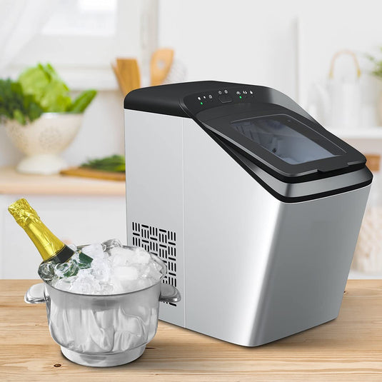 Stainless Steel Countertop Ice Maker, 33lbs/24 Hours Portable Ice Maker Machine
