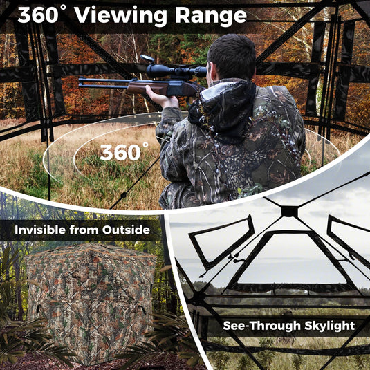 Goplus 3 in 1 Multifunctional Hunting Blind, 360° One-Way See-Through Hunting Tent w/Skylight